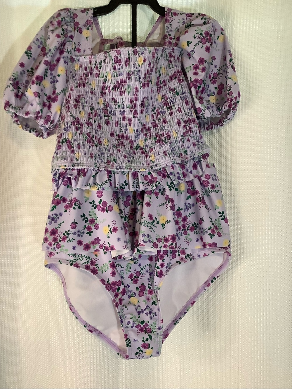 Girls' Lavender Floral Swim One-Piece Bikini